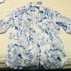 Blue and White floral blouse